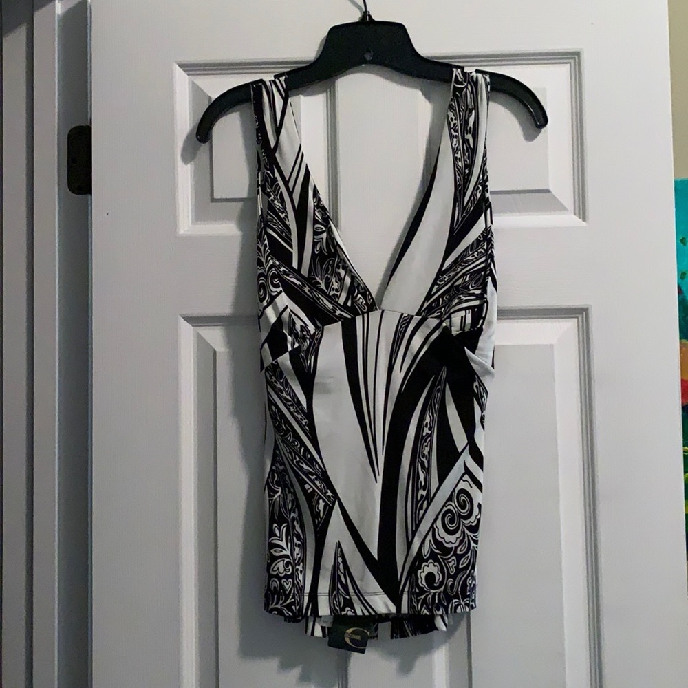 Women’s halter back tank top. Black & white. JustCavalli European size 46.